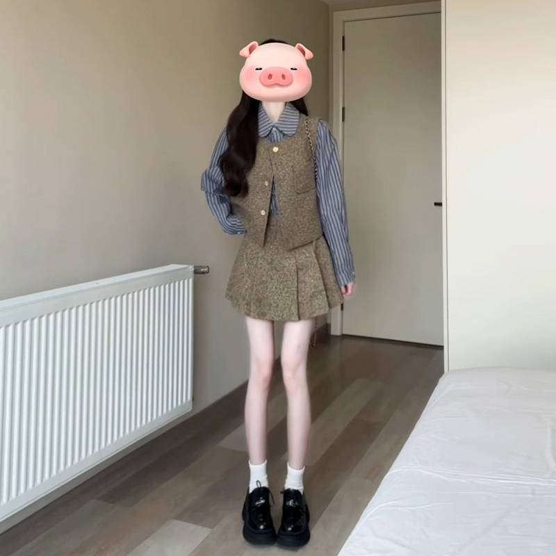 外贸出口转内销早秋新款西装衬衫连衣裙子女秋冬季小个子学院风韩