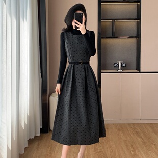 外贸出口转内销马甲背心裙女秋冬季新款毛呢连衣裙冬装高级感搭配