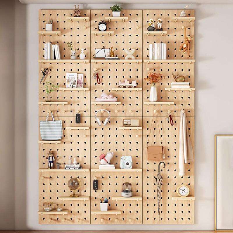 实木洞洞板展示架墙面置物架客厅玄关收纳架厨房浴室整理架