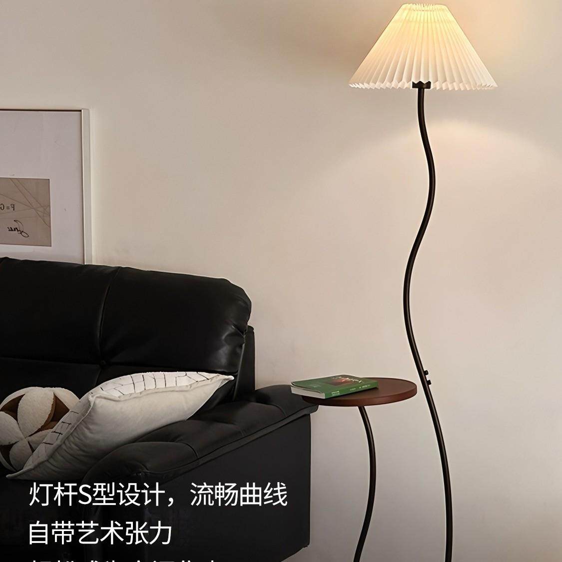 感落地灯客厅沙发氛围2025新款台灯卧室床头柜带灯置物架一体