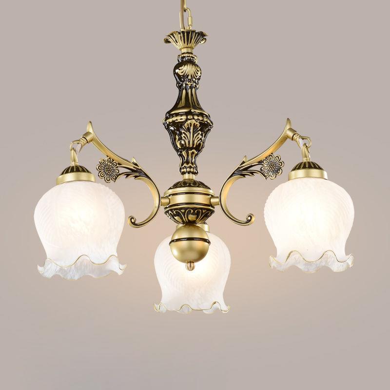 吊灯客厅灯欧式复古创意美式古铜色卧室吸顶灯玻璃灯具艺术装饰灯