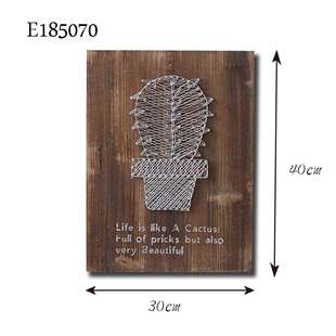 纯手工水泥钉绕绳创意美式复古木质挂板相框挂框 STRING ART