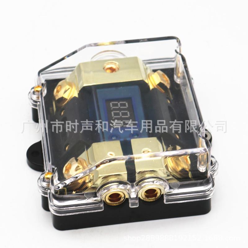 汽车电源线保险座一出二带数码显示连接电源线主机改装功放低音炮