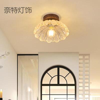 法式走廊灯过道灯轻奢创意莲花入户玄关灯阳台灯中古风吸顶灯669L