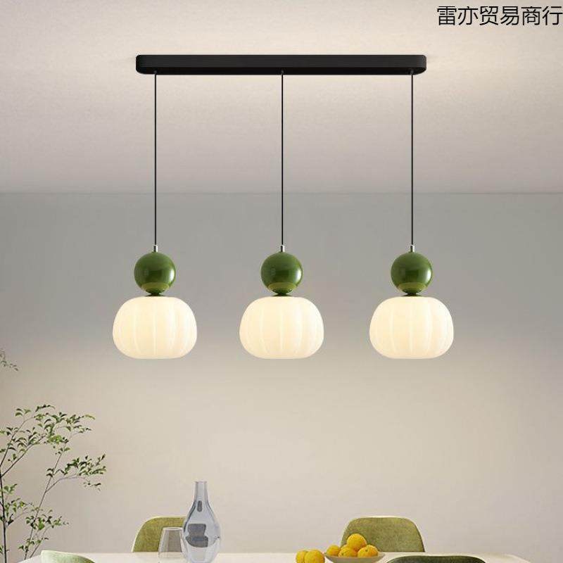 餐厅灯吊灯奶油风网红小南瓜三头饭厅灯全光谱长条吧台灯跨境电商