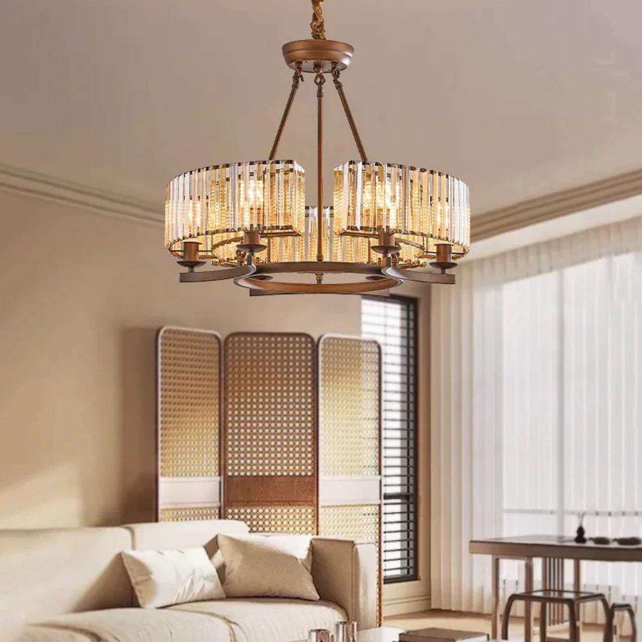 美式吊灯水晶复古客厅主灯轻奢大户型灯具卧室简约乡村餐厅设计感