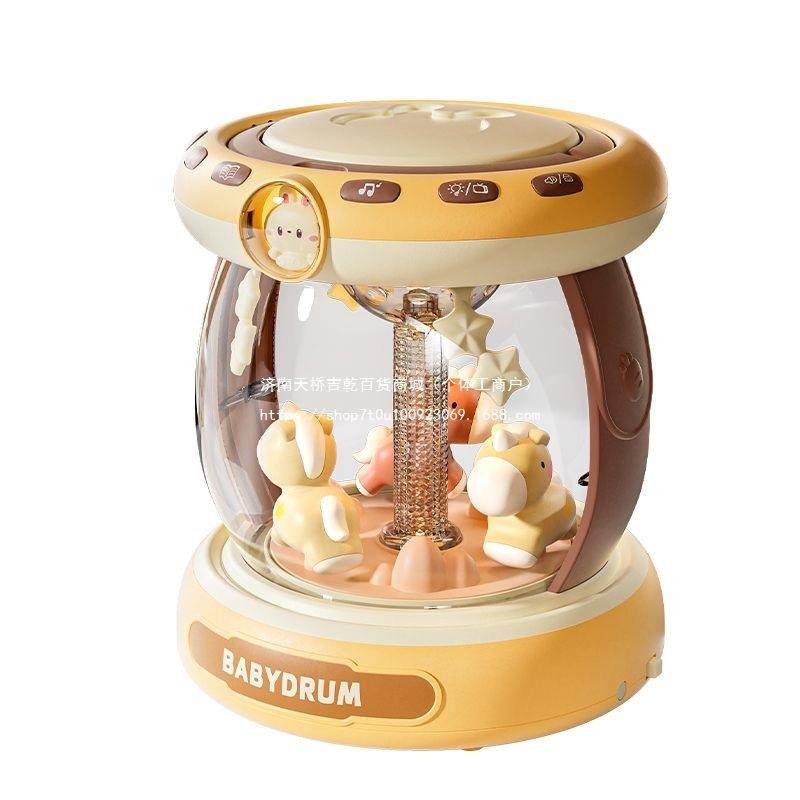 婴儿玩具音乐拍拍鼓0-6-12个月宝宝早教益智旋转木马手拍鼓可充电