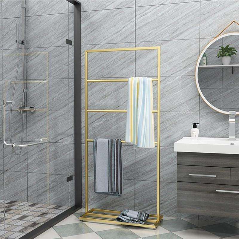 cs北欧极简毛巾架浴巾架室内挂衣架子铁艺落地置物架金属挂衣架组