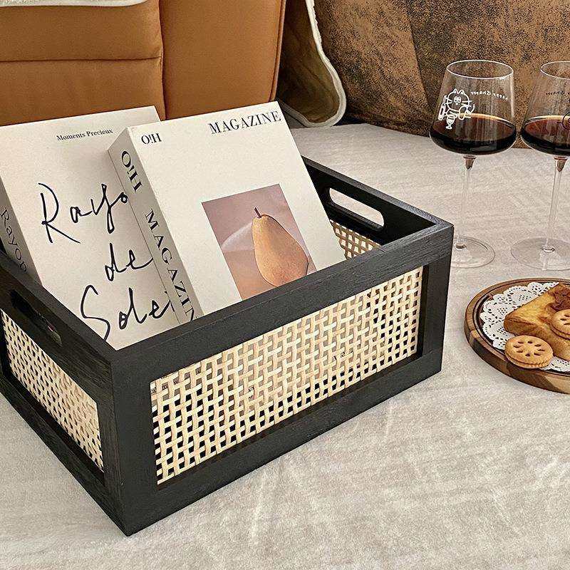 新款手工藤编收纳筐实木收纳盒客厅置物筐家居杂物收纳桌面收纳盒,橡塑材料及制品,亚克力管/有机玻璃管,淘宝优惠券,粉丝福利购,淘宝优惠卷
