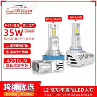 亚马逊爆款H11 H8 H9聚光35W高功率led大灯搭配9005 HB3前照灯