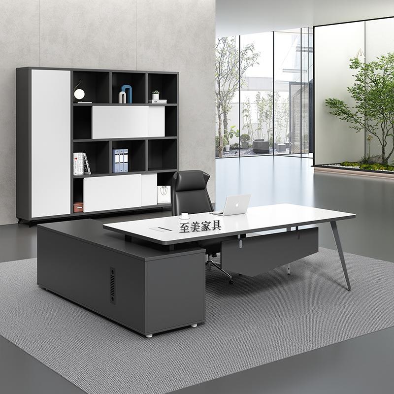 现代轻奢大班台主管桌办公家具总裁办公桌椅组合1米8老总办公台