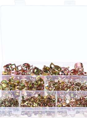 跨境 230PCS 盒装 6种尺寸镀锌弹簧卡箍喉箍软管夹紧固件套件