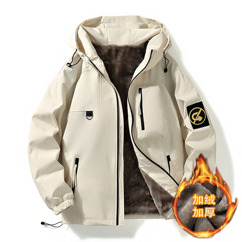 新款大码冬季男士羽绒服夹克外套潮牌休闲百搭加绒加厚宽松连帽