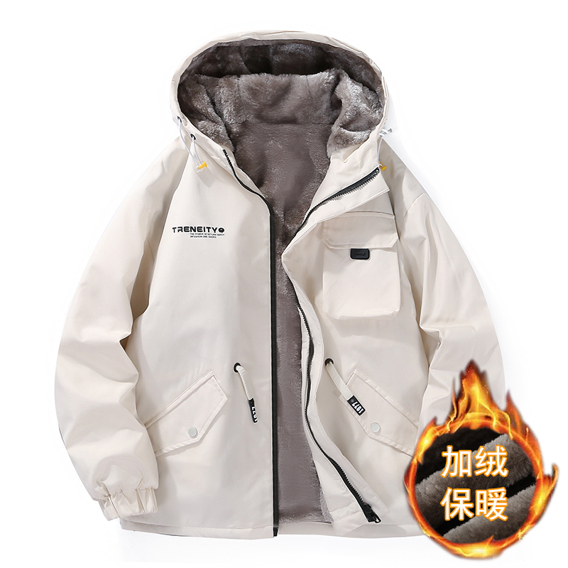 大码冬季男棉衣上衣外套潮牌百搭休闲防风加棉加厚连帽