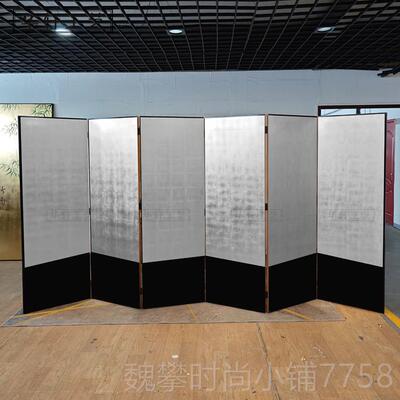 新款制风法国普手绘银箔定折叠屏风画空白通金箔瓦比萨比风格屏客