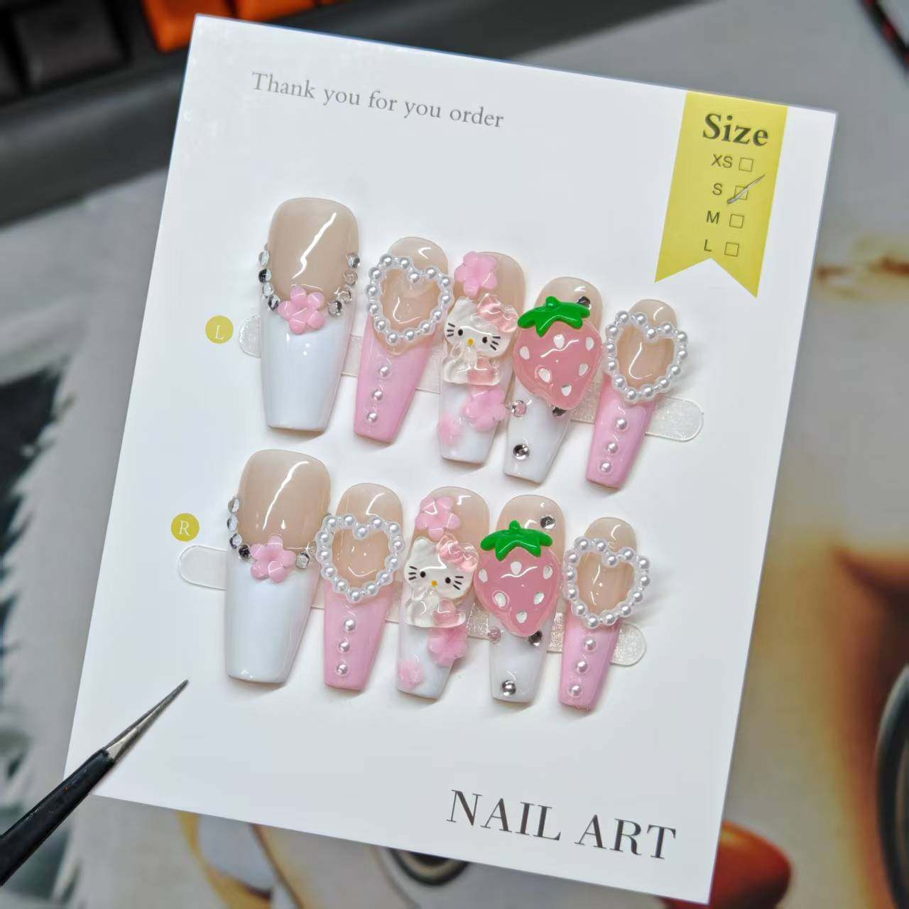 『秋雅美甲』粉色系纹蕾丝法式甜美手工穿戴甲纯欲简约蝴蝶结美甲,彩妆/香水/美妆工具,穿戴甲/甲片,淘宝优惠券,粉丝福利购,淘宝优惠卷