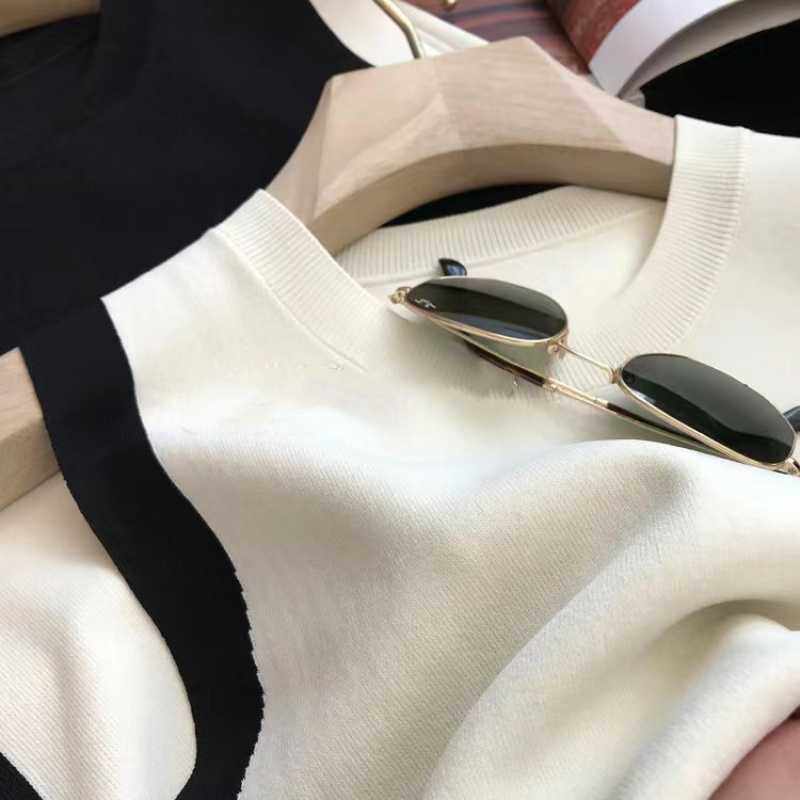2023欧货弹力修身显瘦黑白撞色冰丝针织衫背心女夏气质无袖上衣,女装/女士精品,背心吊带,淘宝优惠券,粉丝福利购,淘宝优惠卷