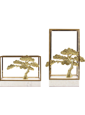 极速新中式轻奢软装饰品迎客松摆件样板J房电视酒柜售楼处客厅桌