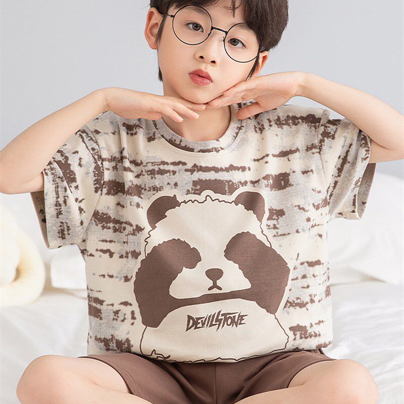 新品男童睡衣夏款纯m棉薄款短袖2025新款夏季儿童男孩青少年空调