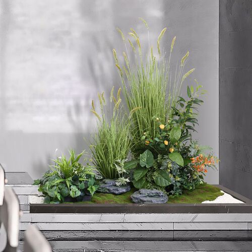 新品仿真芦苇草植物造p景装饰办公室服装店墙边花丛园景假植物落