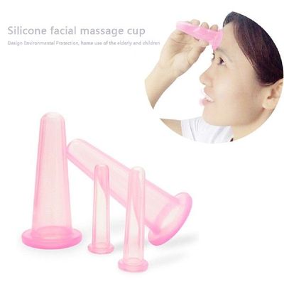 极速4pcs Silicone Cupping Can VCacuum Face Massage Cup for