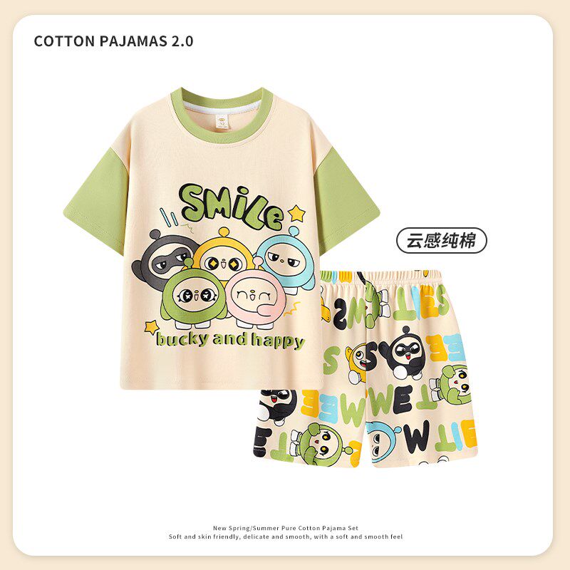 新品男童睡衣e夏款纯棉薄款短袖2025新款夏季儿童男孩大童青少年
