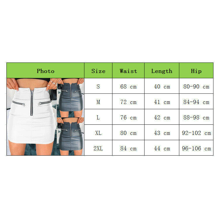 极速Womens PU Leather Zipper SkiCrt High Waist Pencil Evenin