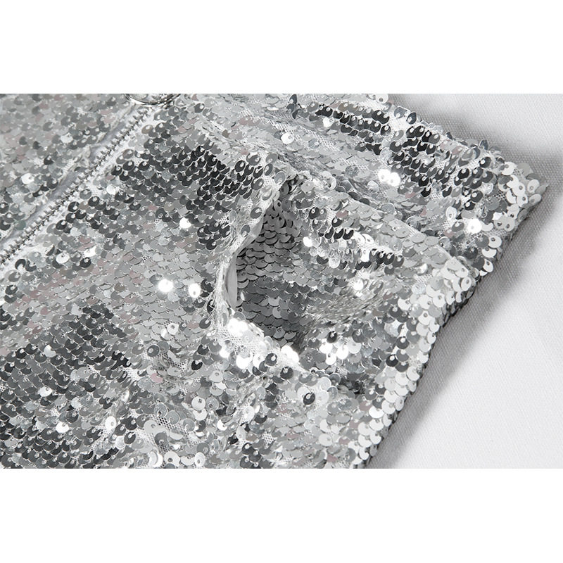 极速Bling Sexy Women Sequin ShortsD High Waist O-Ring Zip Bo