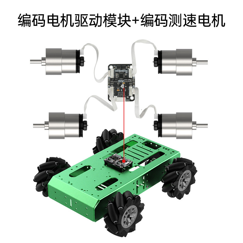 幻尔四轮电动小车麦轮直流减速高精度大扭矩编码电机智能金属底盘图片
