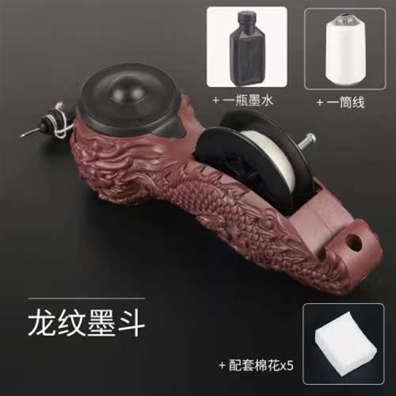 墨斗老式竹制墨仓木制手柄摇动划线器装修木工画线工具图片