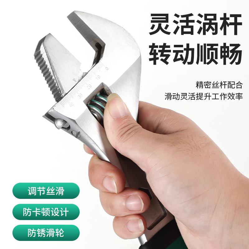 铬钒合金钢活动扳手工具套装 重型大开口卫浴扳手 多功能万用活口图片
