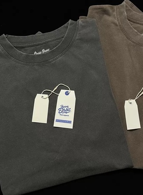 【好货严选】美式复古vintage炒雪花水洗做旧纯色男女短袖T恤潮牌