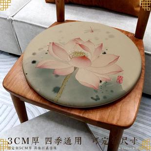 仿古圆形椅垫椅子餐椅鼓凳坐垫家具圈椅阳台藤椅茶椅印花垫子 中式