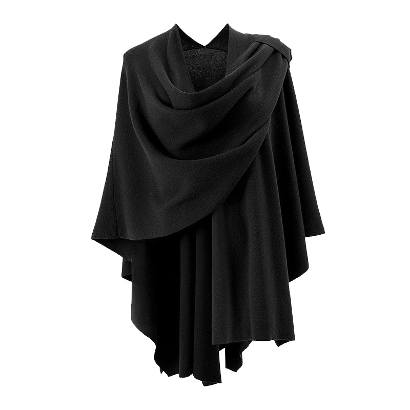 2024新款纯色薄款春季 防风加杠围巾斗篷披肩