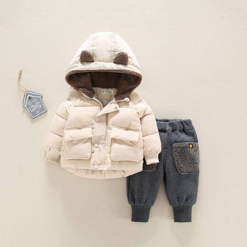 英国DHWA宝宝棉衣套装衣服冬装婴儿棉袄男童加绒保暖外套棉服