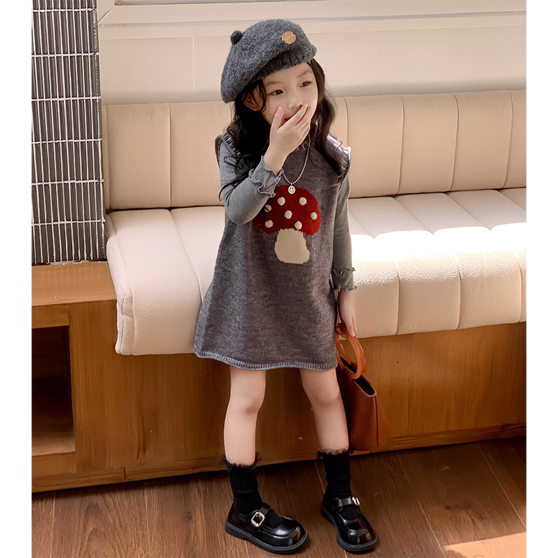 法国BADNUT女童背心裙套装2025秋冬新款宝宝童装儿童针织连衣裙子