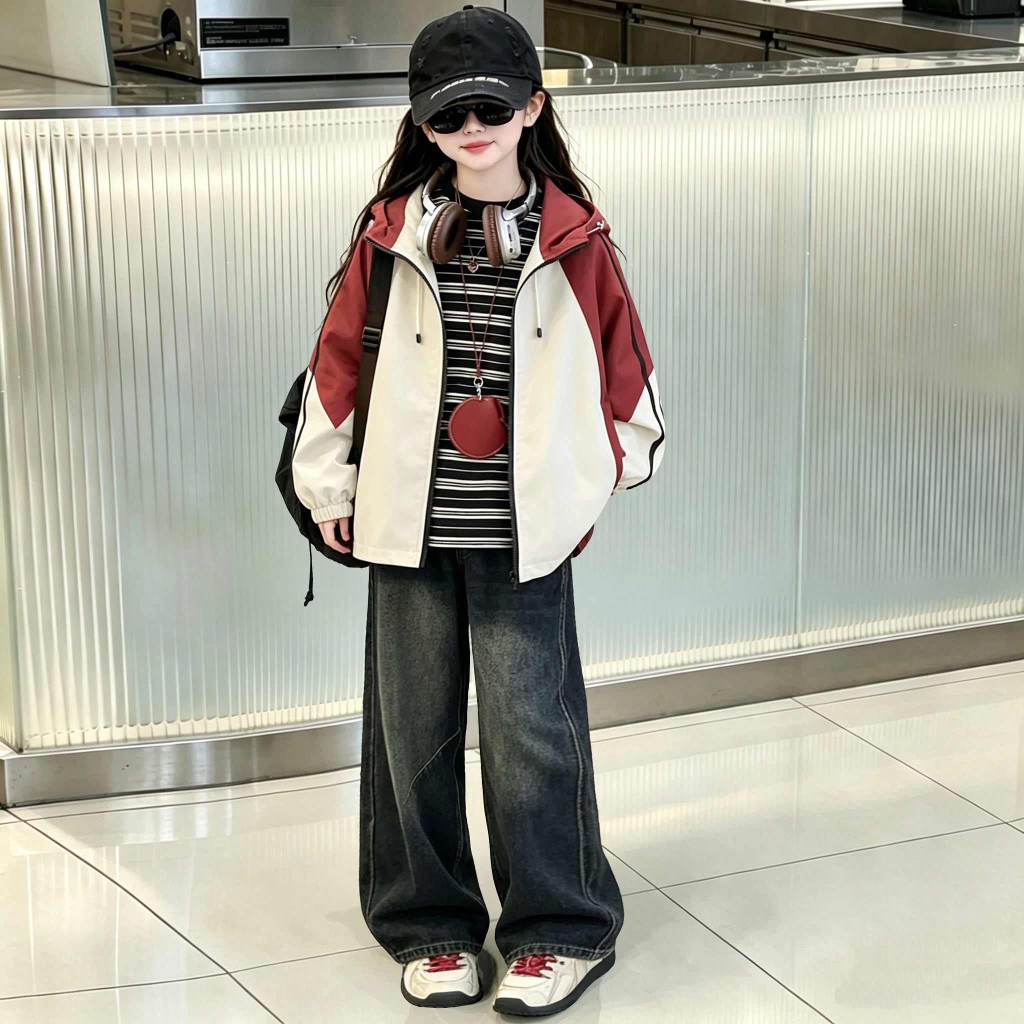 法国BERYDIA女童秋季户外冲锋衣2026新款大童洋气超好看秋装外套