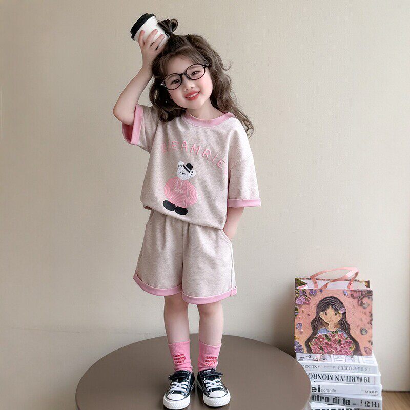 Next Alice女童夏季运动套装2026新款儿童卡通短袖短裤两件套夏装