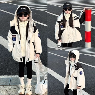 韩国Uamtor冲锋衣女童外套秋冬夹棉可拆卸三合一防风儿童洋气外套