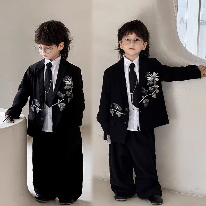 韩国Uamtor男童西装套装春秋2026新款儿童中式西服走秀国风小礼服