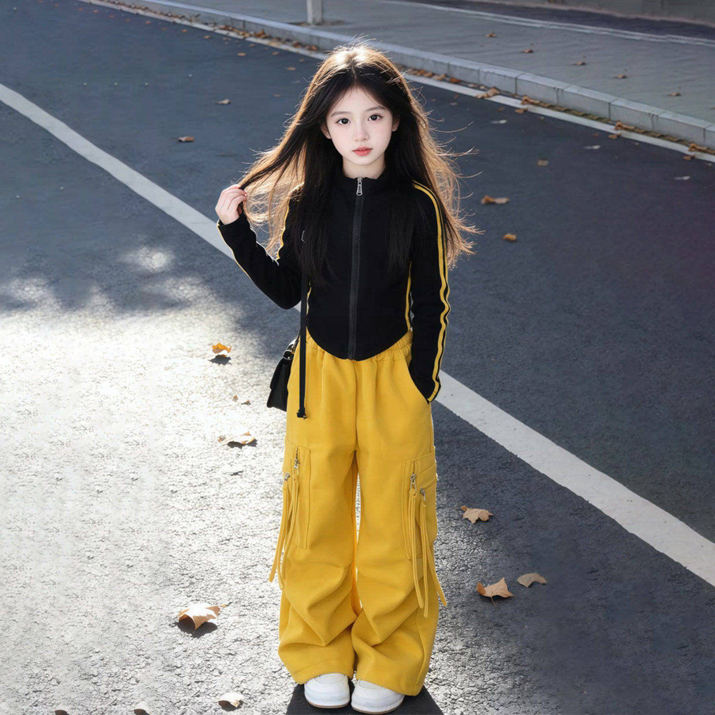Miki inss女童套装2026春秋新款女孩大童秋季超火韩系穿搭两件套