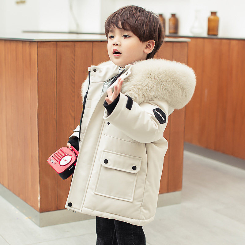 英国DHWA儿童羽绒服冬季白鸭绒男女童中长款韩版加厚小童衣服外套