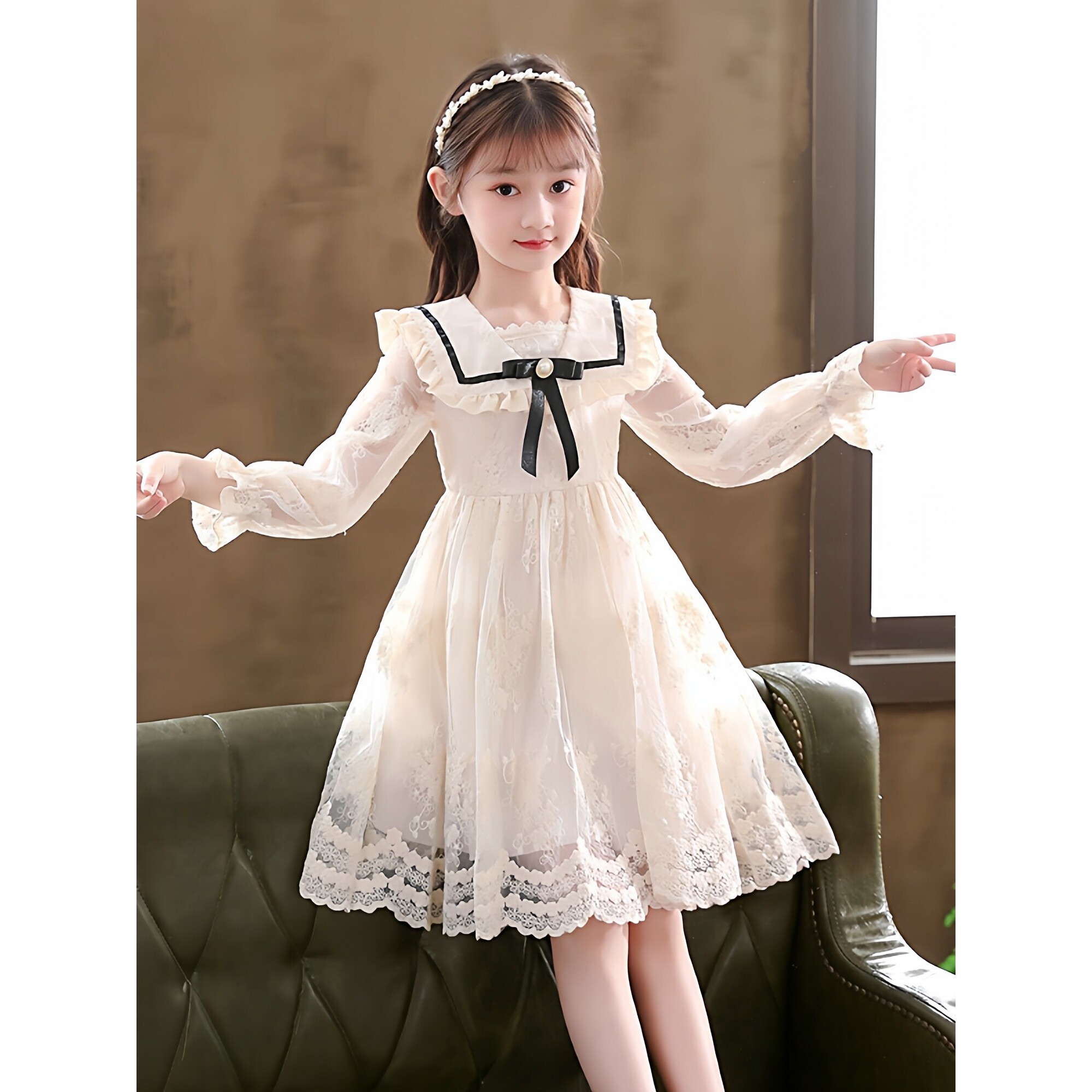 英国NextNien儿童公主裙女童春季连衣裙2026春装小女孩雪纺春秋裙