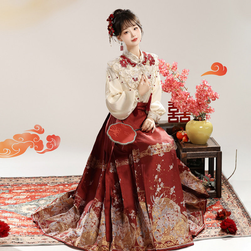 【凤鸣曲】汉服女装中国风改良汉元素上衣云肩马面裙套装婚服凤凰