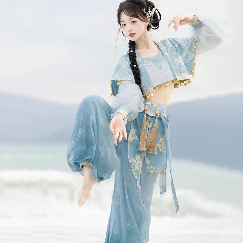 【云上旅者】敦煌西域风汉服女装上衣外衫裤子套装春夏仙气古风刺