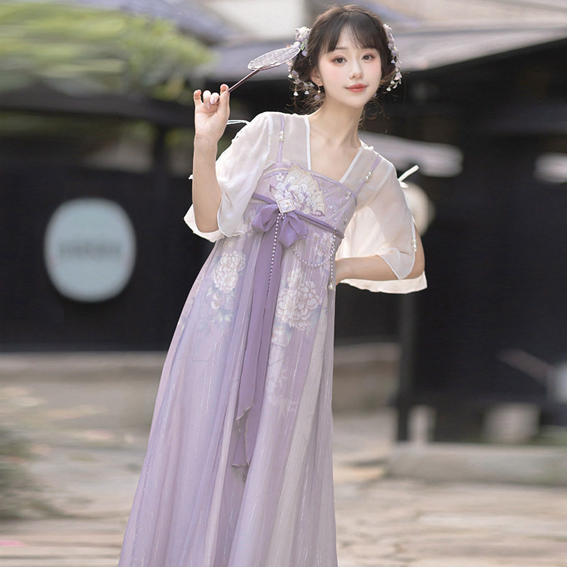 【紫菂】汉元素改良夏季吊带裙图片