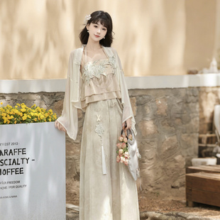 【绵绵仲夏】汉服女装国风汉元素新中式外衫吊带裤子套装中国风仙