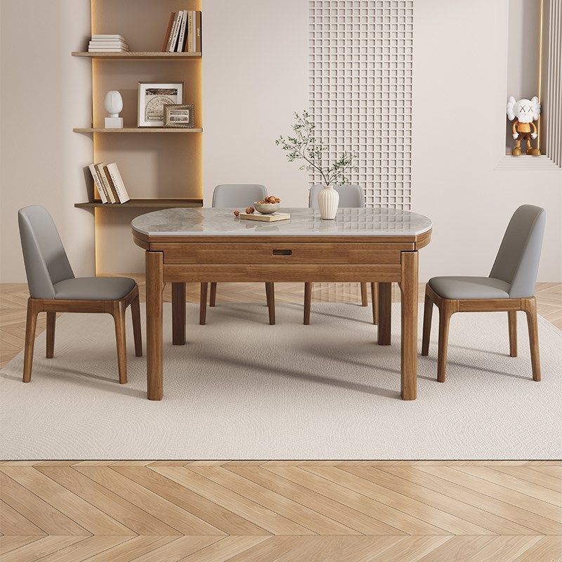 新实木岩板餐桌椅家m用2024新款小户型可变圆桌北欧伸缩电磁炉吃,住宅家具,岩板餐桌,淘宝优惠券,粉丝福利购,淘宝优惠卷