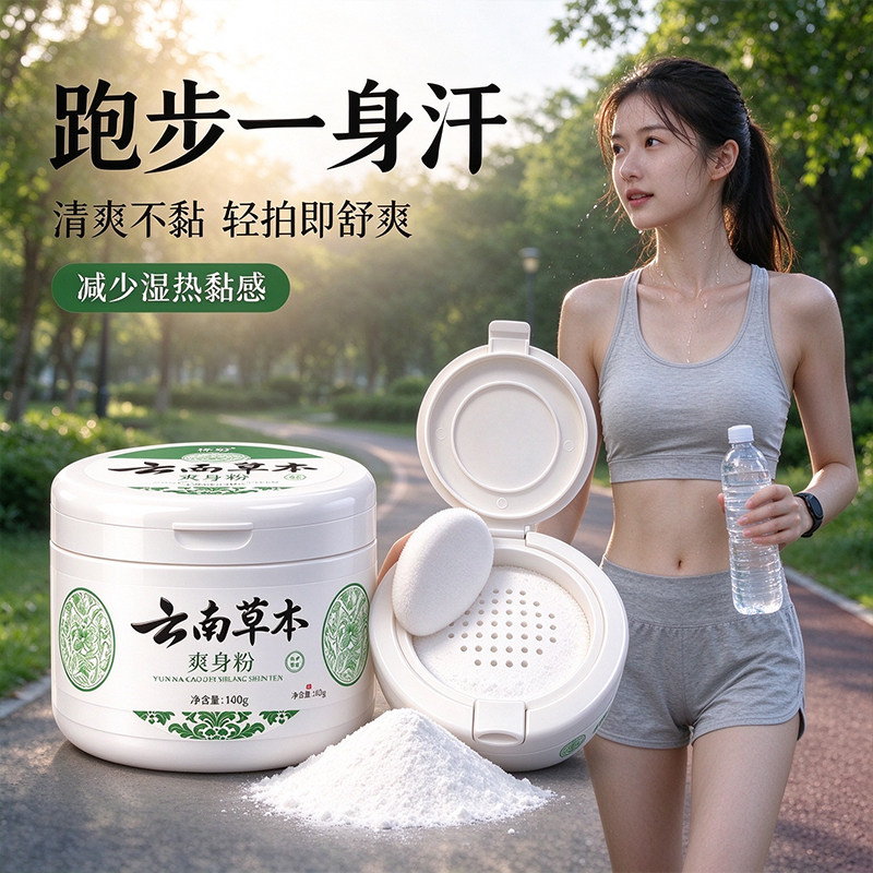 成人草本爽身粉健身骑行吸汗清爽运动出汗保持干爽