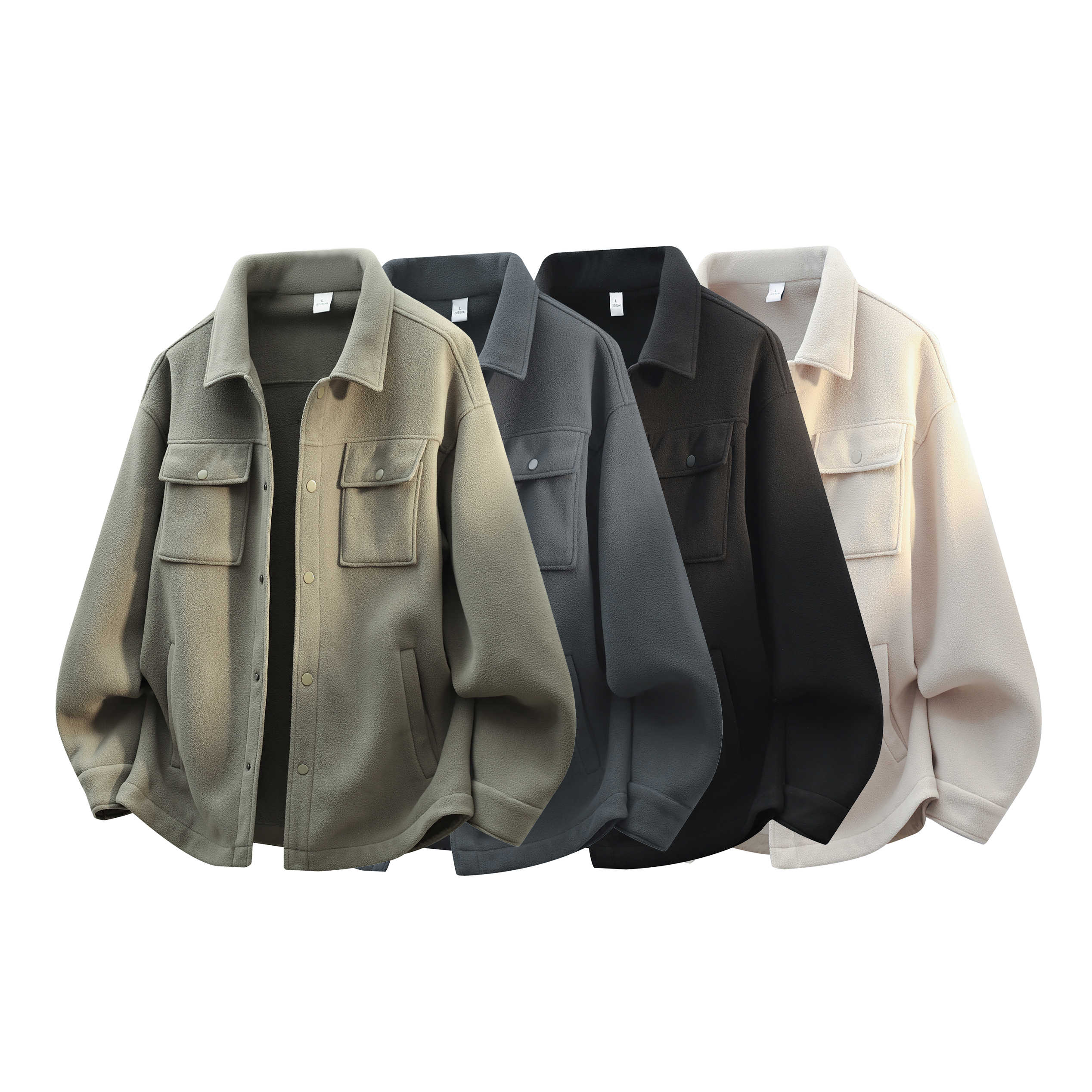 秋冬上新翻领百搭厚实翻领大口袋户外风摇粒绒男生情侣外套2519